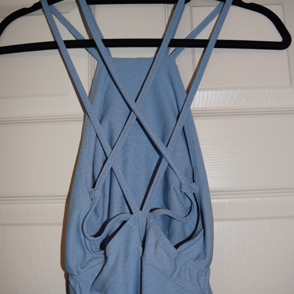 NWOT! Boohoo Strappy Back Light Blue Dress - Picture 4 of 6